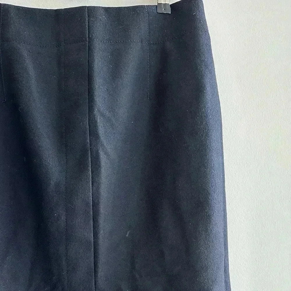 J. Crew Black Wool Skirt, Black Pencil Skirt, Solid Knee-Length Skirt, Size 4